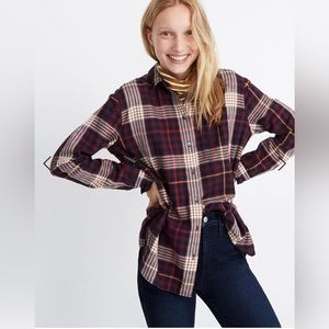 Madewell Oversized Ex-Boyfriend Shirt in Rylan Plaid Flannel Size Small